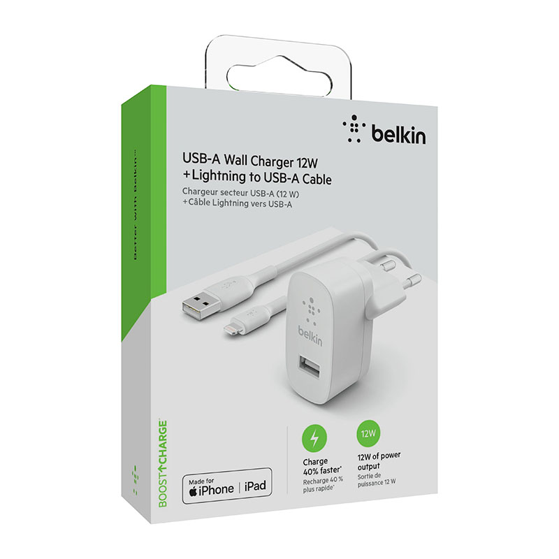 Belkin Boost Charge USB-A Wall Charger 12W + 1m USB/Lightning kábel - White 