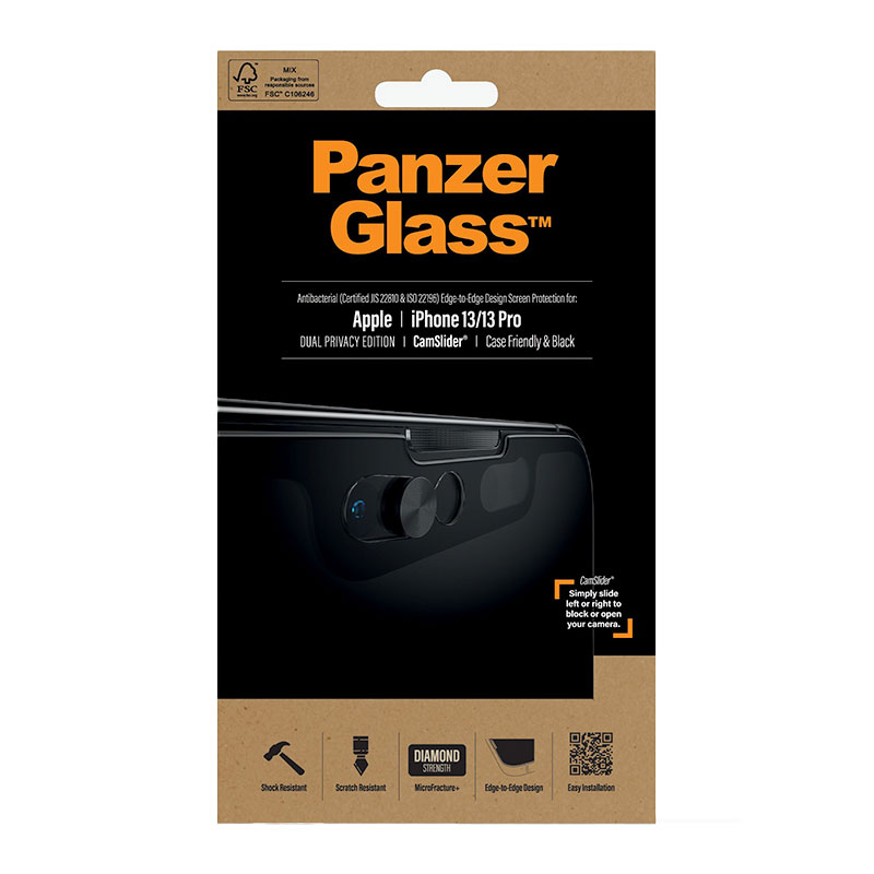 PanzerGlass ochranné sklo Camslider Privacy AB pre iPhone 13/13 Pro - Black Frame 