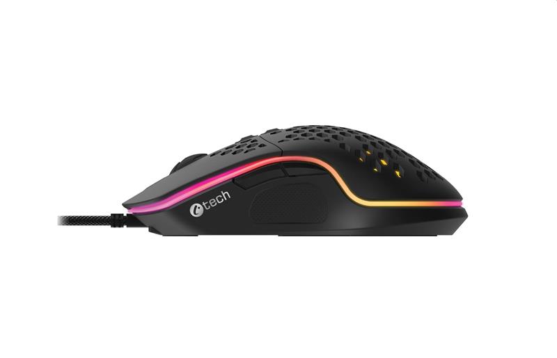 Herná myš C-TECH Scarab, casual gaming, 7200 DPI, RGB podsvietenie, USB 