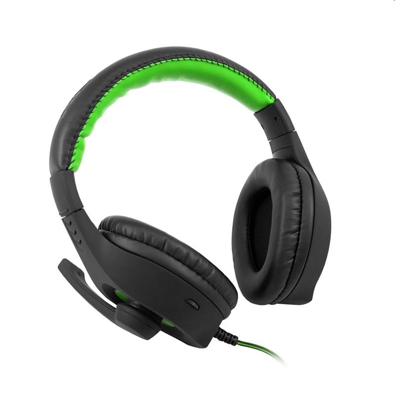 C-TECH herní sluchátka s mikrofonem NEMESIS V2 (GHS-14G),  černo-zelená 