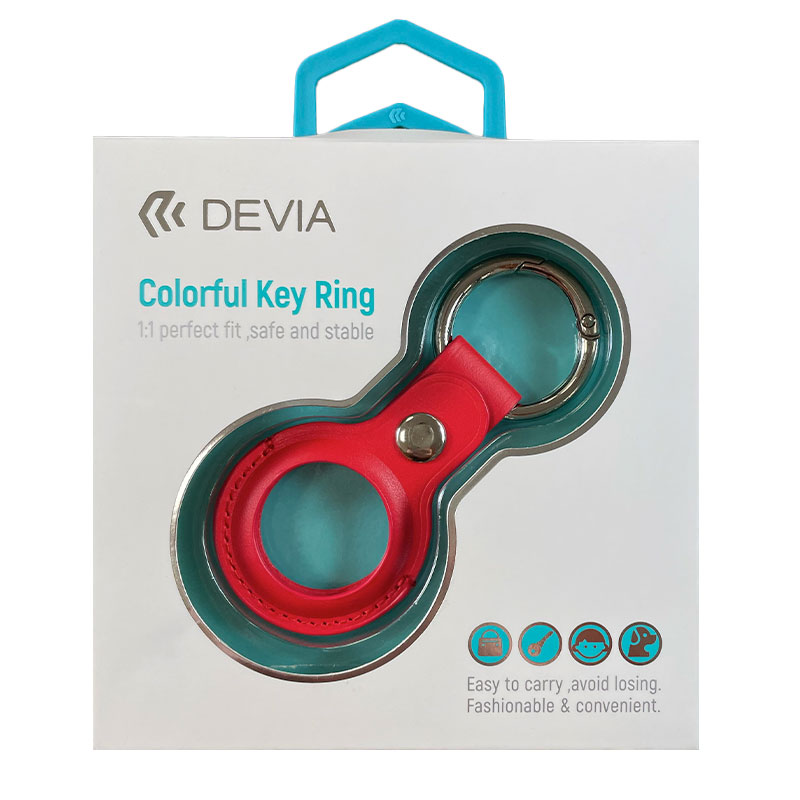 Devia puzdro Leather Key Ring pre Airtag - Red 