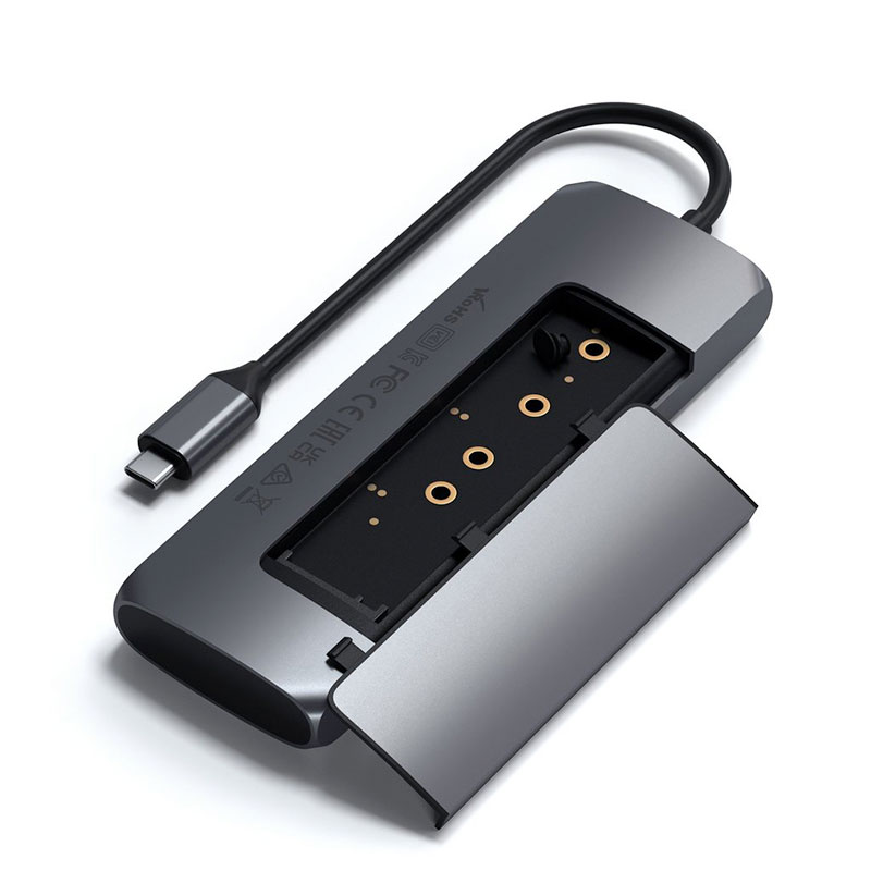 Satechi USB-C Hybrid Multiport adaptér with SSD enclosure - Space Gray Aluminium 