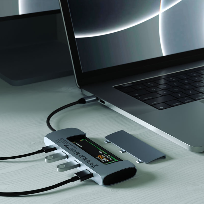 Satechi USB-C Hybrid Multiport adaptér with SSD enclosure - Space Gray Aluminium 