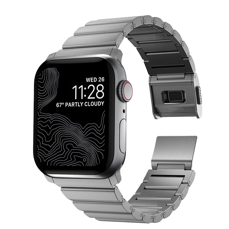 Nomad remienok pre Apple Watch 42/44/45 mm - Titanium Band/Silver Hardware 