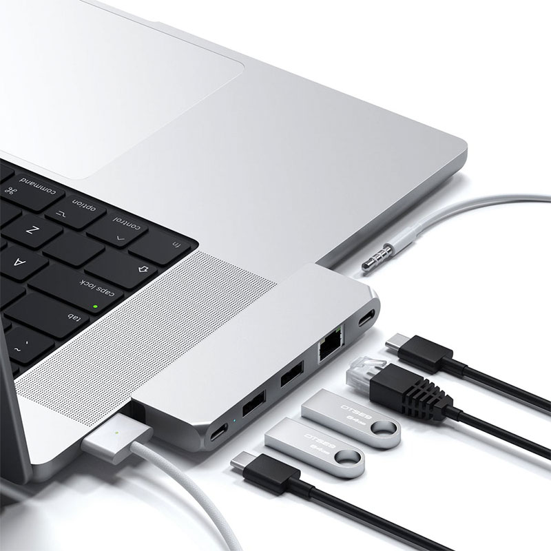 Satechi USB-C Pro Hub Mini Adapter - Silver Aluminium 