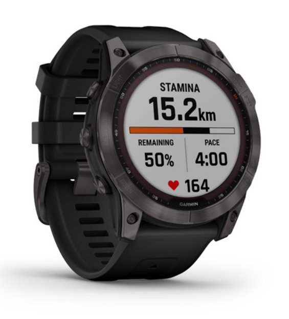 Garmin fenix 7X Sapphire Solar,  Titan Carbon Gray/  Black Silicone Band 