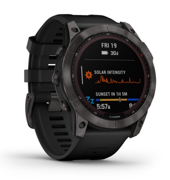 Garmin fenix 7X Sapphire Solar,  Titan Carbon Gray/  Black Silicone Band 