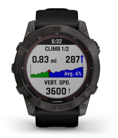 Garmin fenix 7X Sapphire Solar,  Titan Carbon Gray/  Black Silicone Band 