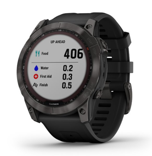 Garmin fenix 7X Sapphire Solar,  Titan Carbon Gray/  Black Silicone Band 