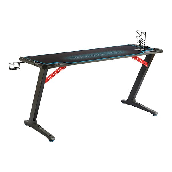 ULTRADESK Herný stôl SPACE XXL BLUE, 154x61 cm, 78 cm, RGB podsvietenie s dotykovým panelom, s celoplošnou podložkou 