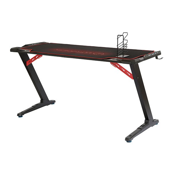 ULTRADESK Herný stôl SPACE XXL RED, 154x61 cm, 78 cm, RGB podsvietenie s dotykovým panelom, s celoplošnou podložkou 