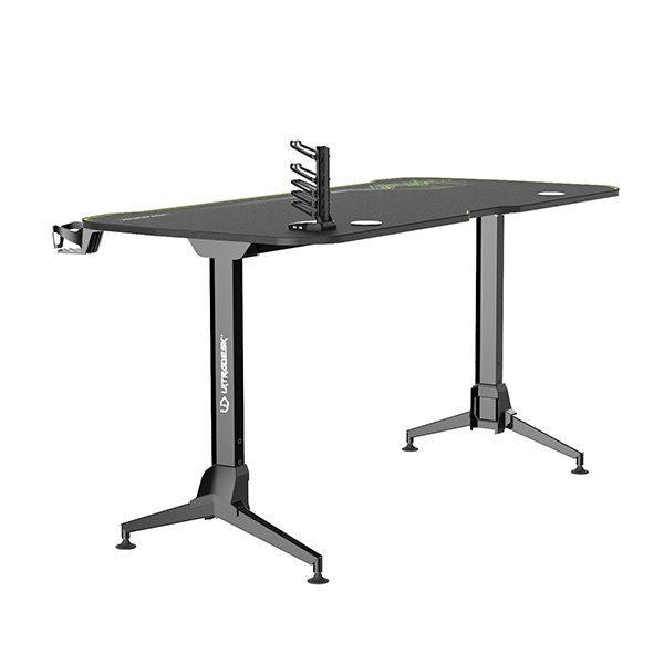 ULTRADESK Herný stôl GRAND YELLOW-GREEN, 160x75 cm, 70-80 cm, 3 úrovne výšky, s XXL podložkou pod myš, držiak slúchadiel 