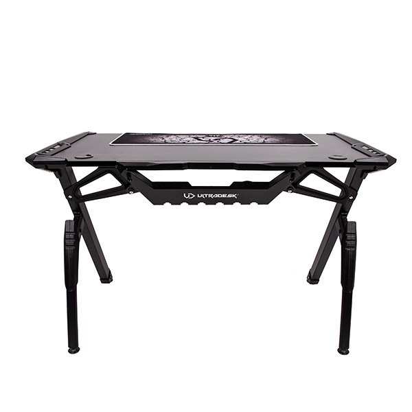 ULTRADESK Herný stôl INVADER - BLACK, 120x64 cm, 75 cm, podsvietený, s XL podložkou pod myš, držiak slúchadiel 