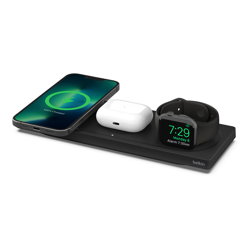 Belkin Boost Charge Pro 3-in-1 Wireless Charging Pad with Magsafe 15W - Black 