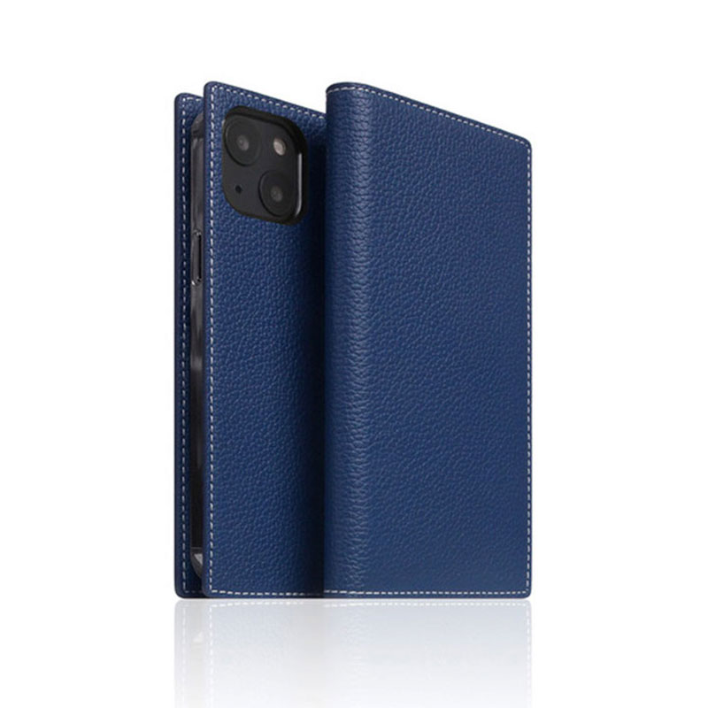 SLG Design puzdro D8 Full Grain Leather pre iPhone 13 - Navy Blue 