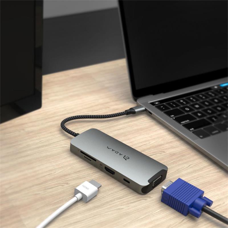 Adam Elements USB-C multiport hub CASA 8 in 1 - Grey 