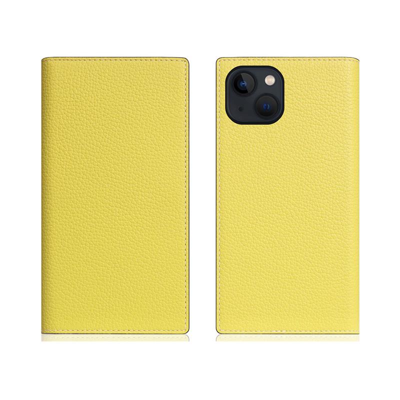SLG Design puzdro D8 Neon Full Grain Leather Diary pre iPhone 13 - Lemon 