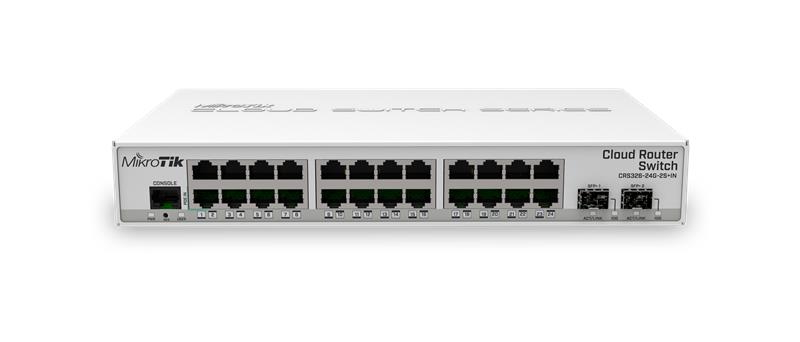 MIKROTIK RouterBOARD Cloud Router Switch CRS326-24G-2S+IN + L5 (800MHz; 512MB RAM; 24x GLAN; 2x SFP+) desktop 