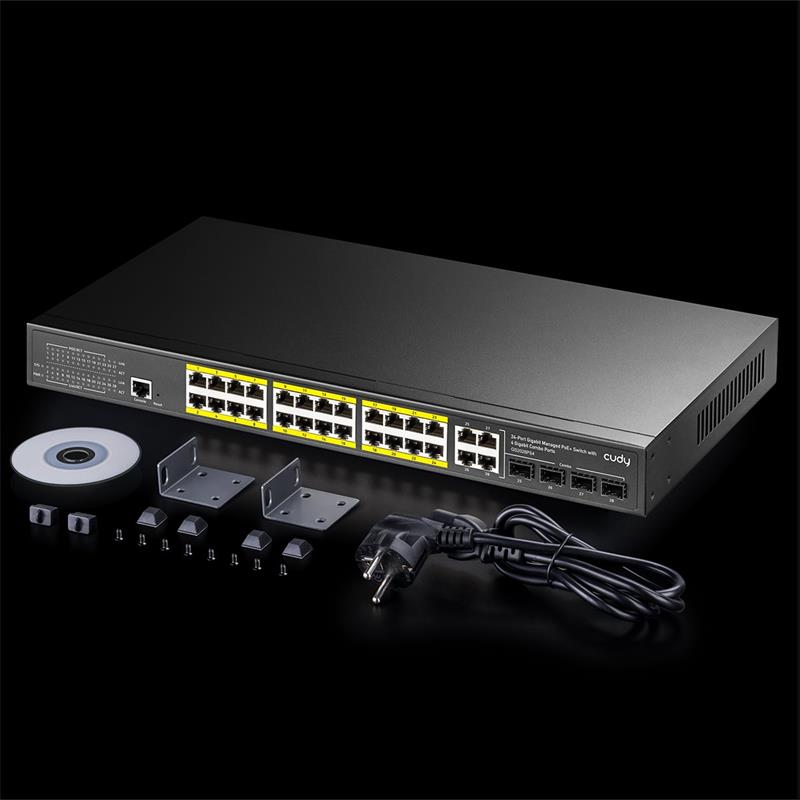 Cudy 24-Port L2 Managed Gigabit PoE+ Switch with 4 Gigabit Combo Ports, 300W 