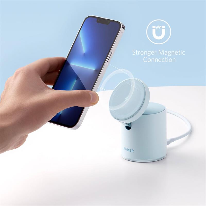Anker 2-in-1 Magnetic Wireless Charger MagGo 623 - Misty Blue 