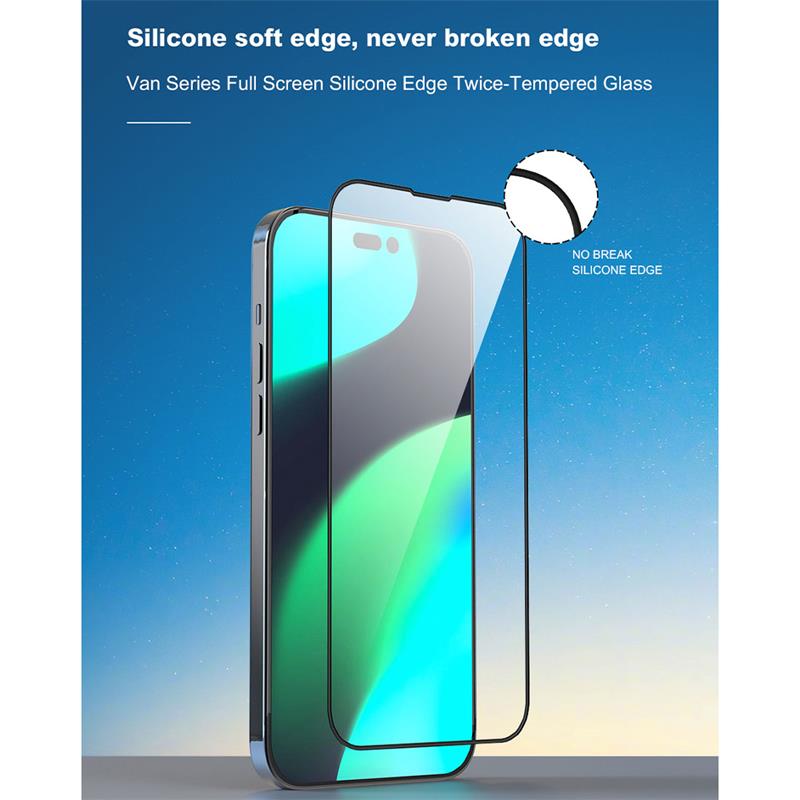 Devia ochranné sklo Van Series Silicone Edge pre iPhone 14 - Black Frame 