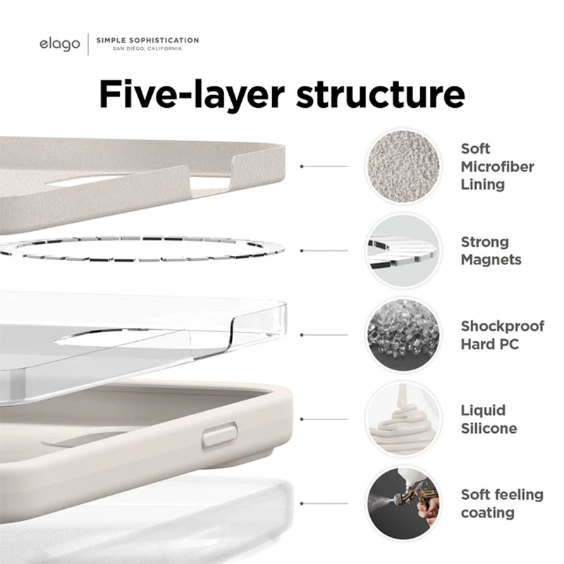 Elago kryt Silicone Case Magsafe pre iPhone 14 Pro - Stone 