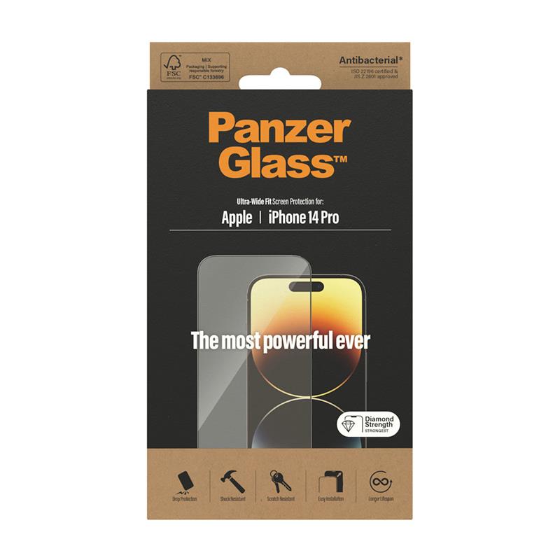 PanzerGlass ochranné sklo UWF AB pre iPhone 14 Pro - Black Frame 