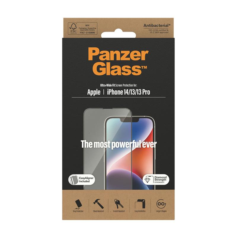 PanzerGlass ochranné sklo UWF AB s aplikátorom pre iPhone 14/13/13 Pro - Black Frame 