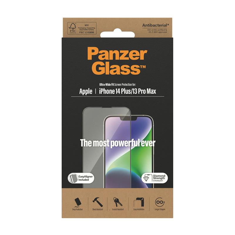 PanzerGlass ochranné sklo UWF AB s aplikátorom pre iPhone 14 Plus/13 Pro Max - Black Frame 