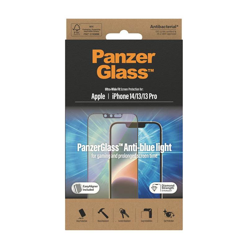 PanzerGlass ochranné sklo UWF AB Anti-Bluelight pre iPhone 14/13/13 Pro - Black Frame 