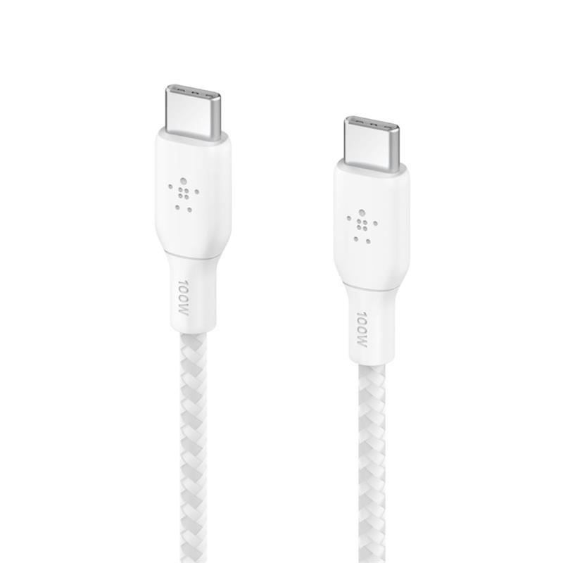 Belkin kábel Boost Charge Double-Braided USB-C to USB-C 100W 2m - White 