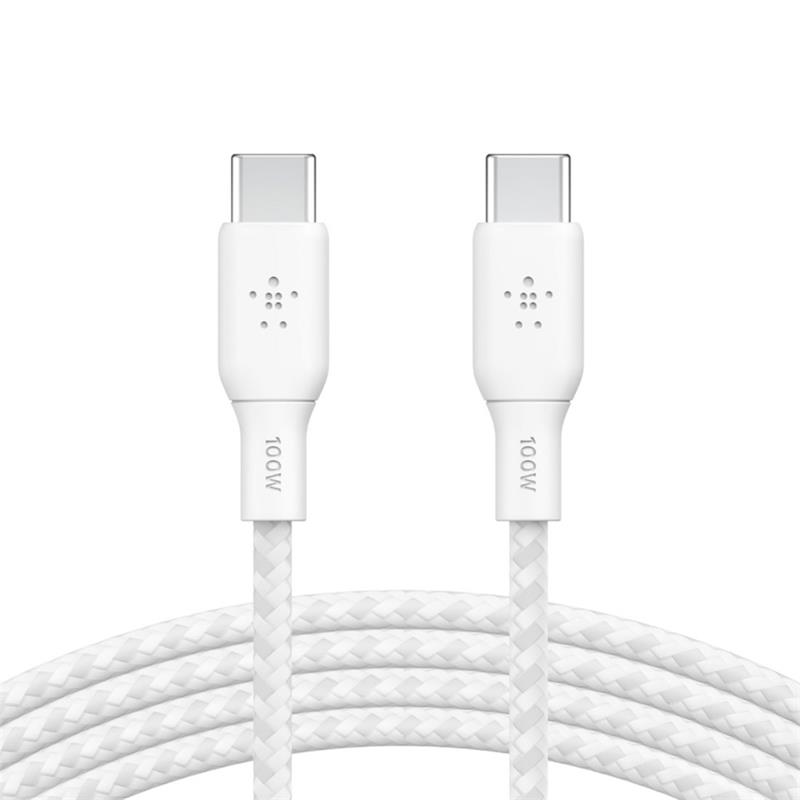 Belkin kábel Boost Charge Double-Braided USB-C to USB-C 100W 2m - White 
