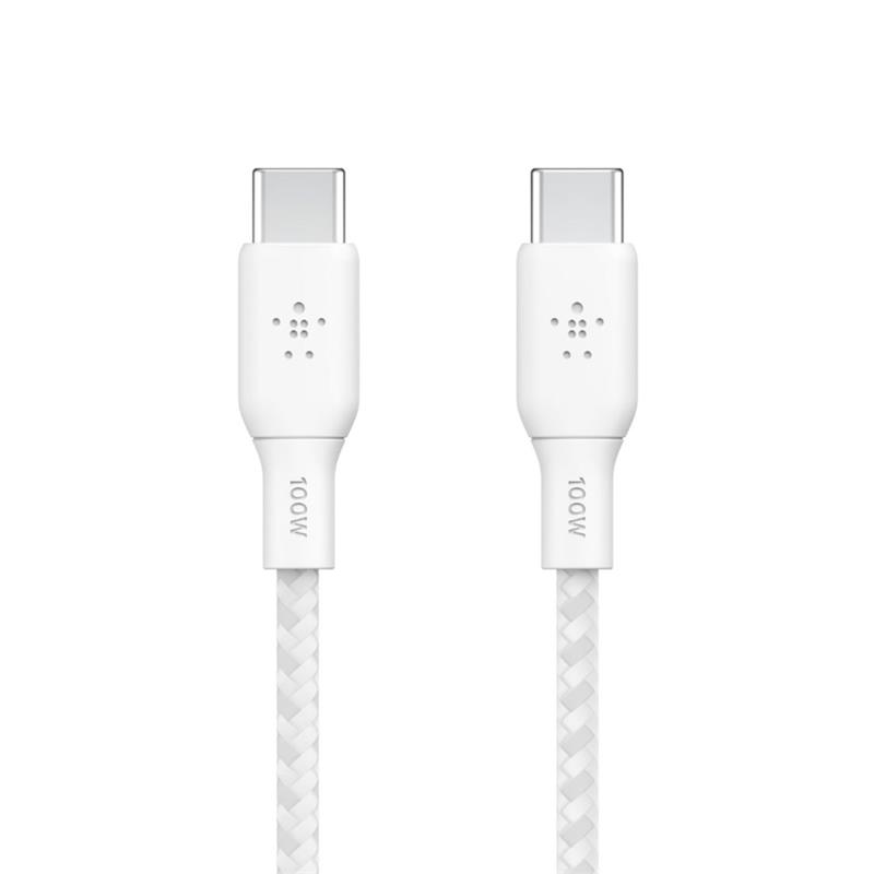 Belkin kábel Boost Charge Double-Braided USB-C to USB-C 100W 3m - White 