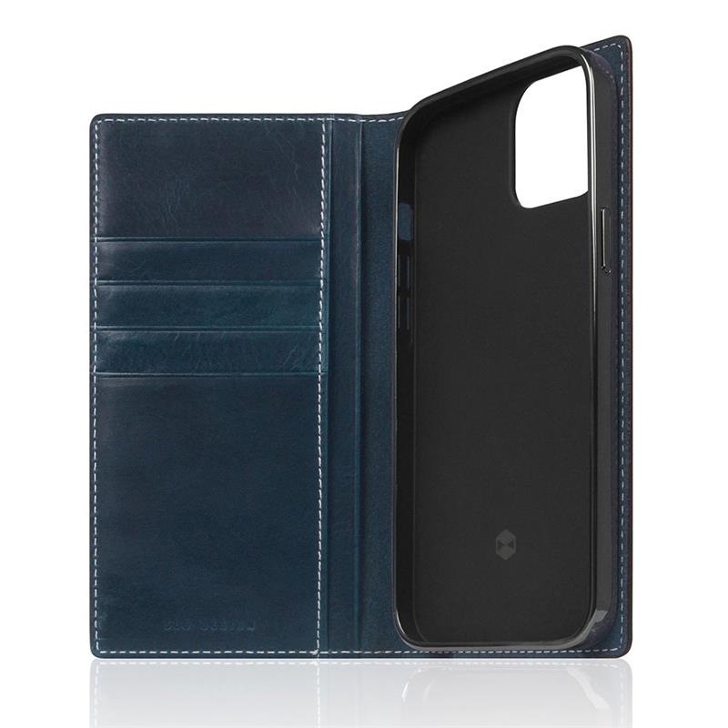SLG Design puzdro D7 Italian Wax Leather pre iPhone 14 - Blue 