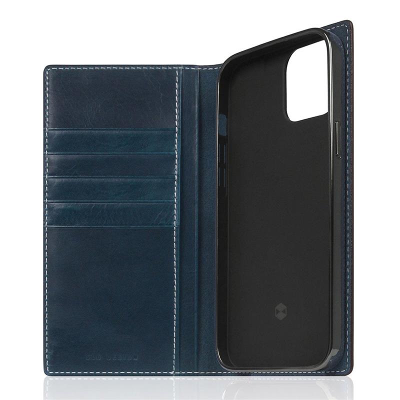 SLG Design puzdro D7 Italian Wax Leather pre iPhone 14 Plus - Blue 