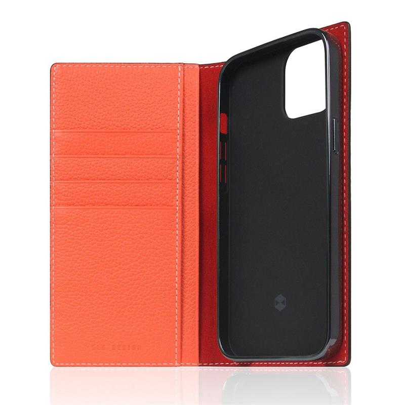 SLG Design puzdro D8 Neon Full Grain Leather Diary pre iPhone 14 - Coral 