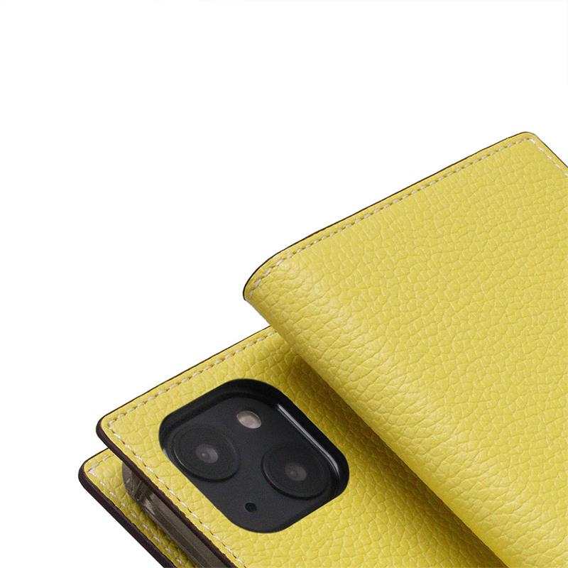 SLG Design puzdro D8 Neon Full Grain Leather Diary pre iPhone 14 - Lemon 