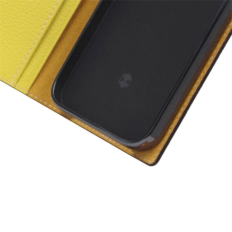 SLG Design puzdro D8 Neon Full Grain Leather Diary pre iPhone 14 - Lemon 