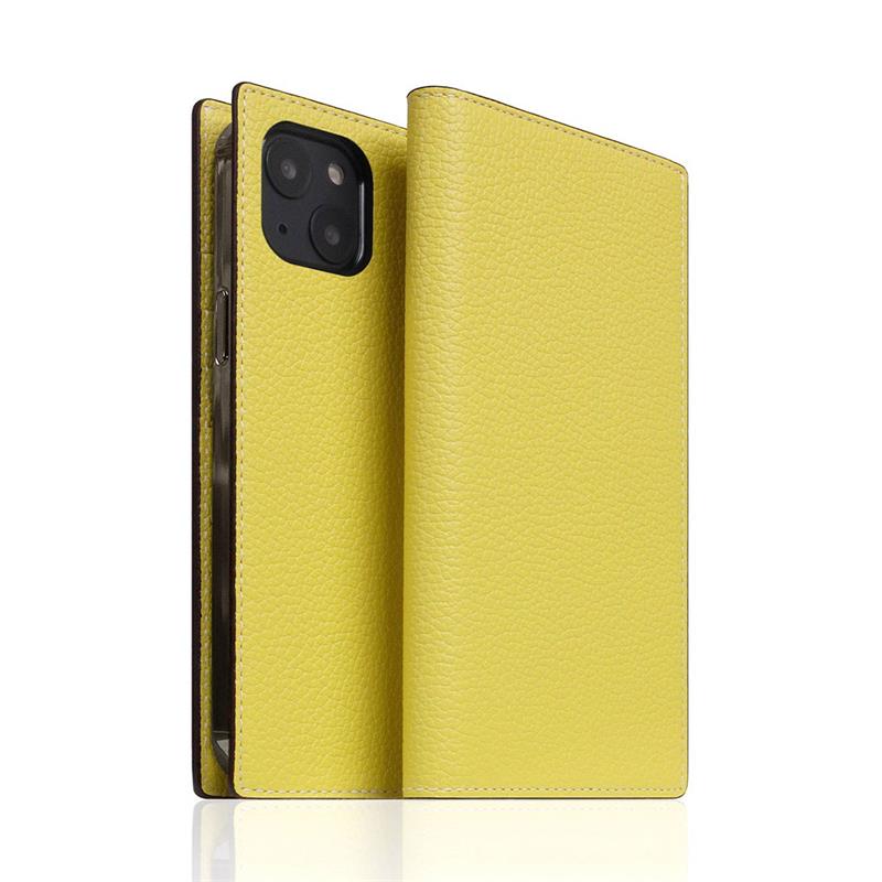 SLG Design puzdro D8 Neon Full Grain Leather Diary pre iPhone 14 - Lemon 