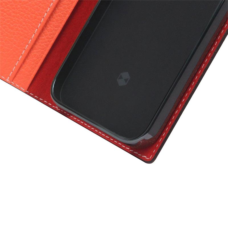 SLG Design puzdro D8 Neon Full Grain Leather Diary pre iPhone 14 Pro - Coral 