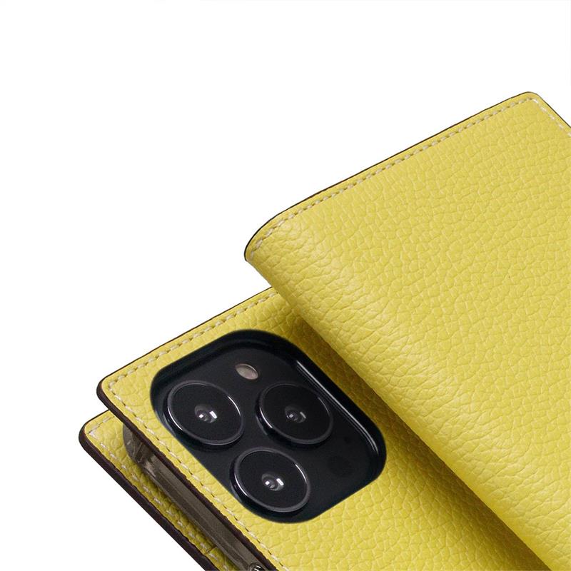 SLG Design puzdro D8 Neon Full Grain Leather Diary pre iPhone 14 Pro - Lemon 