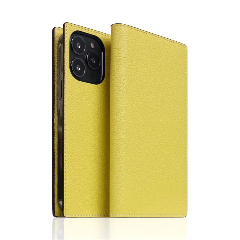 SLG Design puzdro D8 Neon Full Grain Leather Diary pre iPhone 14 Pro - Lemon 