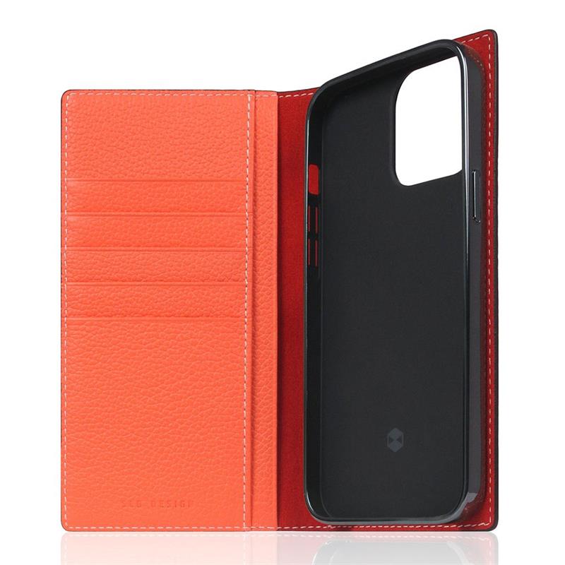 SLG Design puzdro D8 Neon Full Grain Leather Diary pre iPhone 14 Pro Max - Coral 
