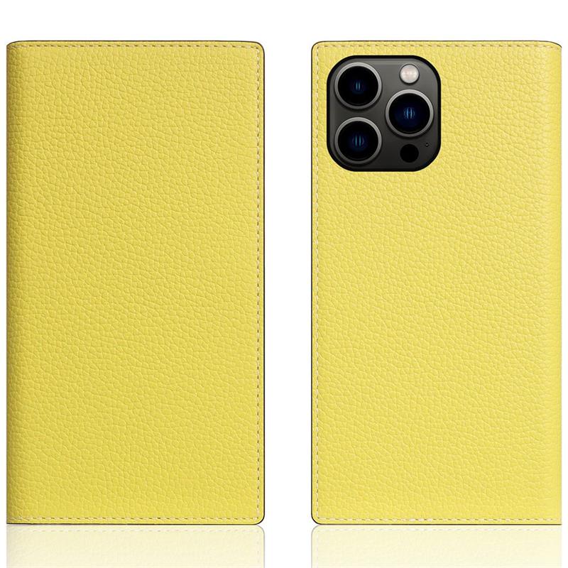 SLG Design puzdro D8 Neon Full Grain Leather Diary pre iPhone 14 Pro Max - Lemon 