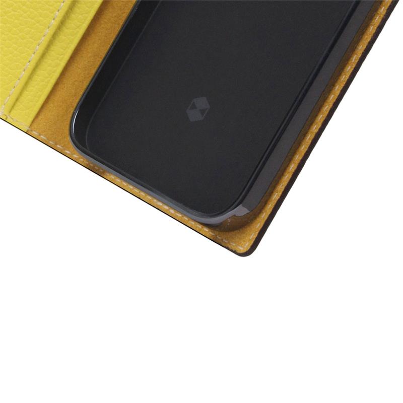 SLG Design puzdro D8 Neon Full Grain Leather Diary pre iPhone 14 Pro Max - Lemon 