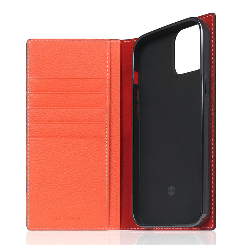 SLG Design puzdro D8 Neon Full Grain Leather Diary pre iPhone 14 Plus - Coral 
