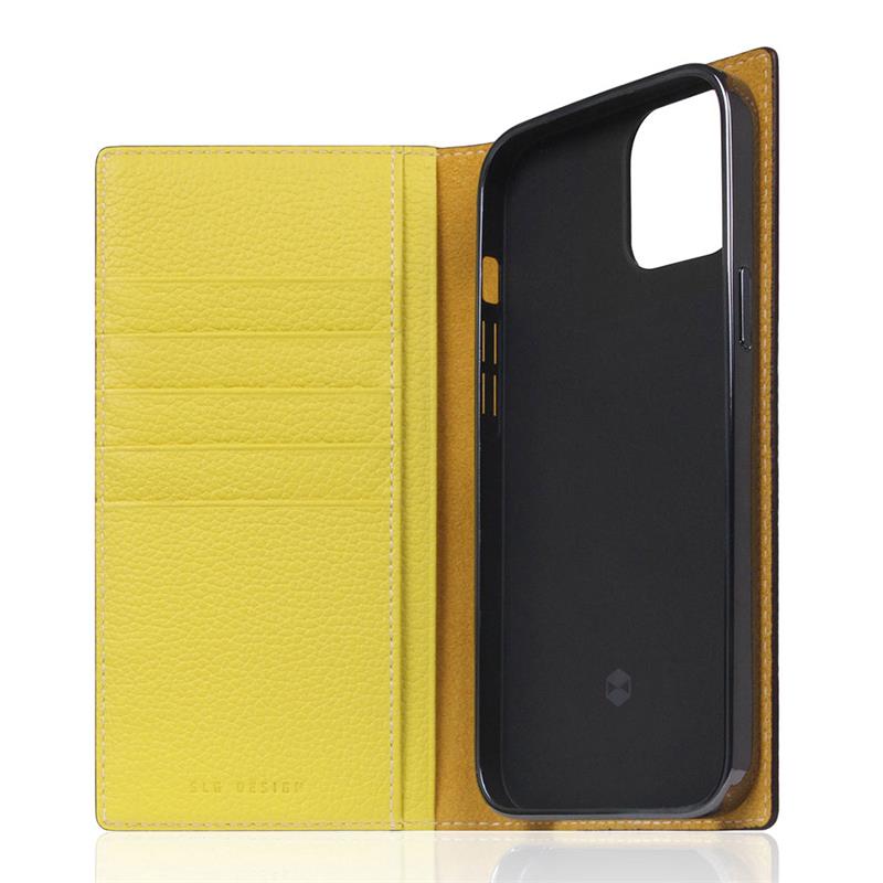 SLG Design puzdro D8 Neon Full Grain Leather Diary pre iPhone 14 Plus - Lemon 