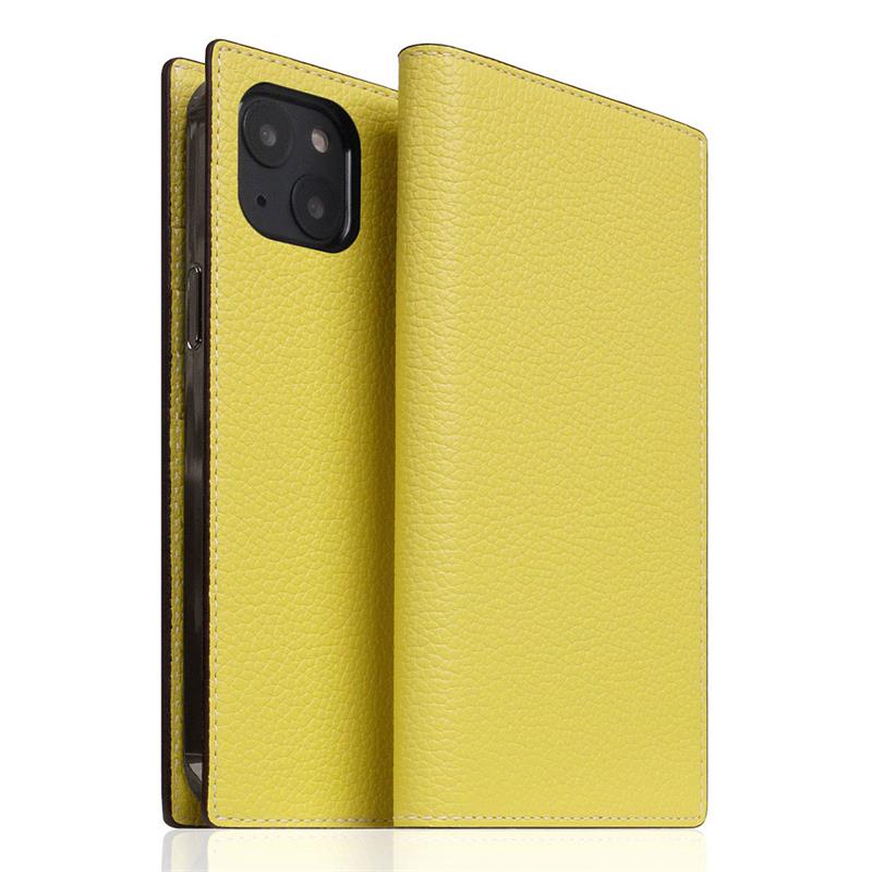 SLG Design puzdro D8 Neon Full Grain Leather Diary pre iPhone 14 Plus - Lemon 