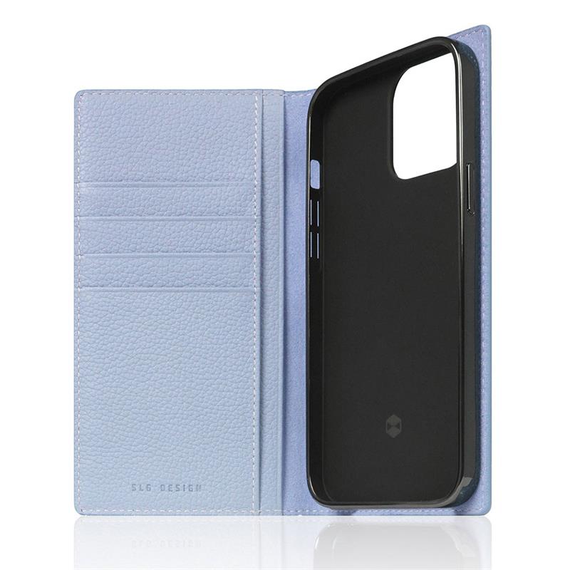SLG Design puzdro D8 Full Grain Leather pre iPhone 14 Pro - Powder Blue 