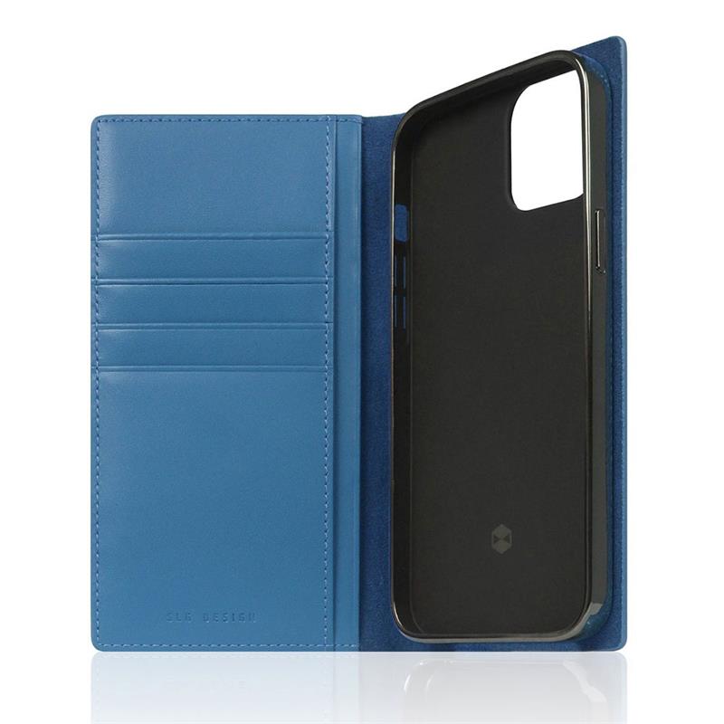 SLG Design puzdro D+ Italian Carbon Leather Diary pre iPhone 14 - Blue 